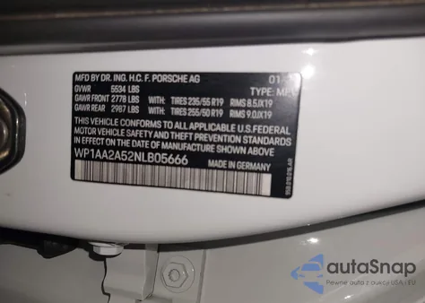 2022 Porsche Macan z USA, uszkodzony, nr VIN WP1AA2A52NLB05666